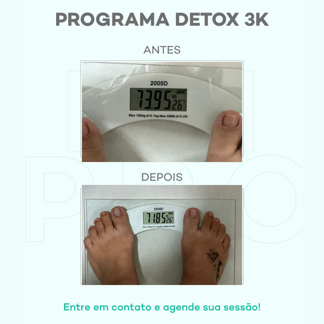 Antes e depois com o DETOX 3K