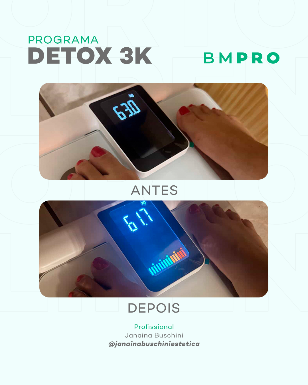 Antes e depois com o DETOX 3K