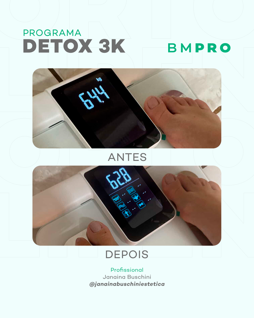 Antes e depois com o DETOX 3K